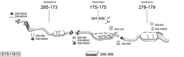Sistema de gases de escape Mercedes-Benz 124 Saloon