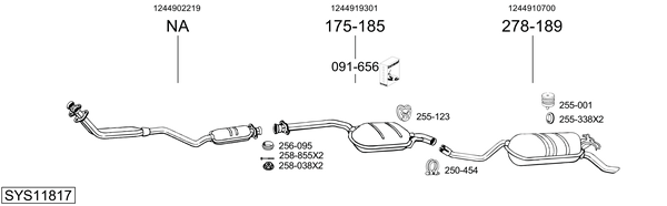Sistema de gases de escape Mercedes-Benz 124 Saloon