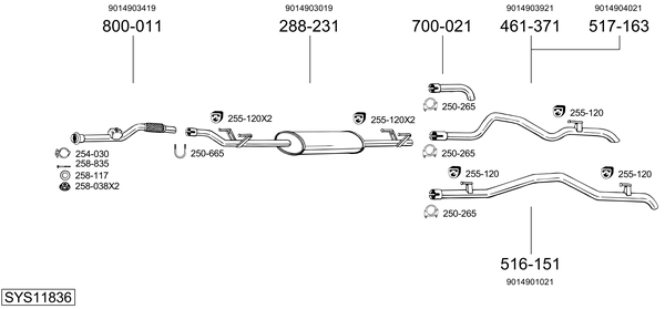 Sistema de gases de escape Mercedes-Benz SPRINTER 3-t Van