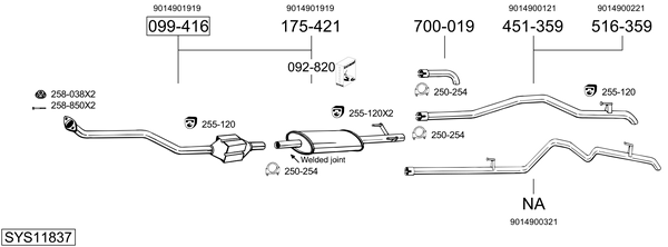Sistema de gases de escape Mercedes-Benz SPRINTER 3-t Bus