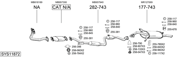 Sistema de gases de escape Mitsubishi CARISMA Saloon