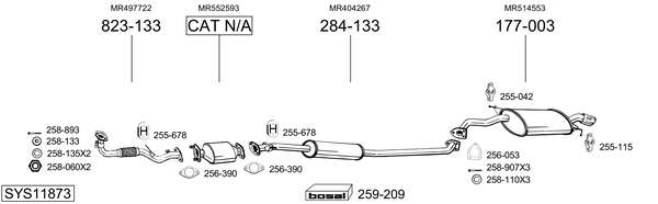Sistema de gases de escape Mitsubishi SPACE WAGON
