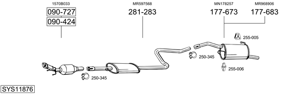 Sistema de gases de escape Mitsubishi COLT VI