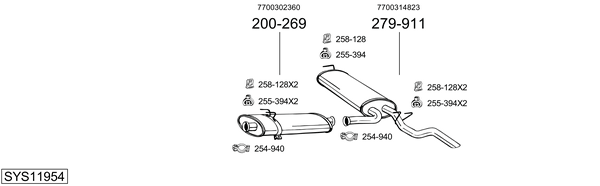 Sistema de gases de escape BOSAL SYS11954