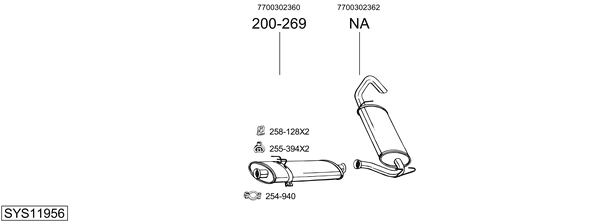 Sistema de gases de escape BOSAL SYS11956