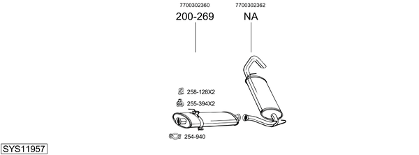 Sistema de gases de escape BOSAL SYS11957