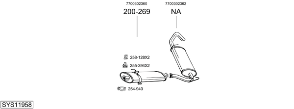 Sistema de gases de escape BOSAL SYS11958