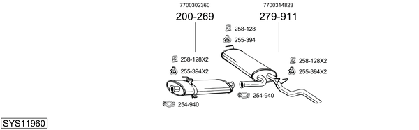 Sistema de gases de escape BOSAL SYS11960
