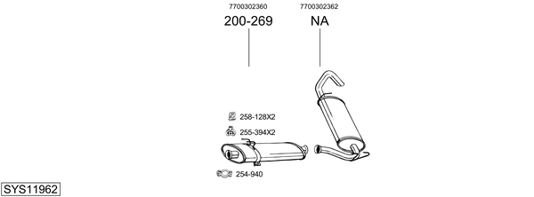 Sistema de gases de escape BOSAL SYS11962