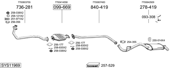 Sistema de gases de escape Renault CLIO I
