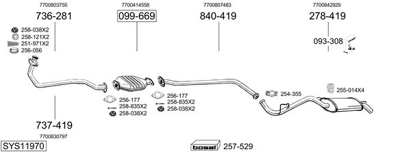 Sistema de gases de escape Renault CLIO I
