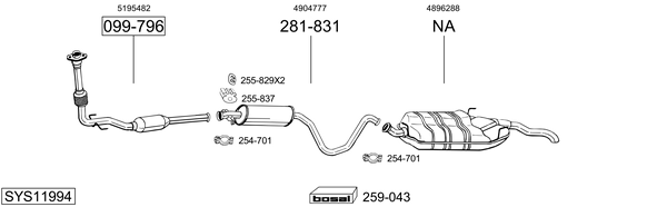 Sistema de gases de escape Saab 9-3