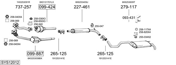 Sistema de gases de escape BOSAL SYS12012