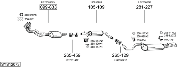 Sistema de gases de escape Skoda OCTAVIA I Combi