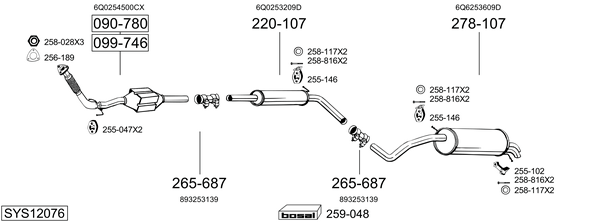Sistema de gases de escape Skoda FABIA I