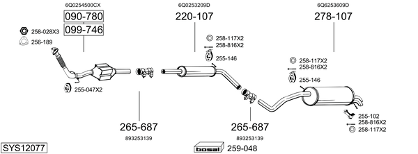 Sistema de gases de escape Skoda FABIA I Saloon