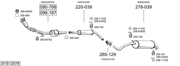 Sistema de gases de escape Skoda FABIA I