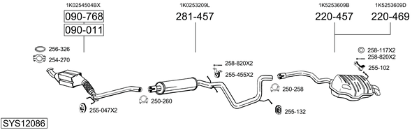 Sistema de gases de escape Skoda OCTAVIA II