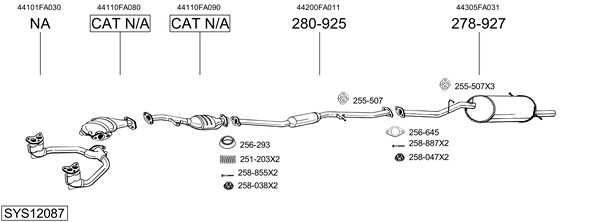 Sistema de gases de escape Subaru IMPREZA Saloon