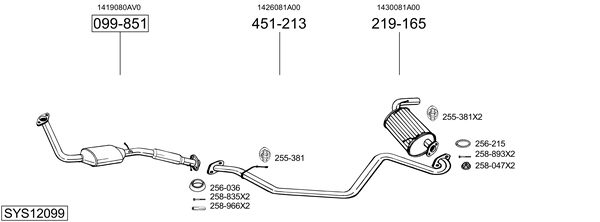 Sistema de gases de escape BOSAL SYS12099