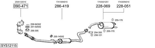 Sistema de gases de escape Toyota YARIS