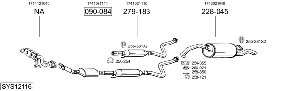 Sistema de gases de escape Toyota YARIS VERSO
