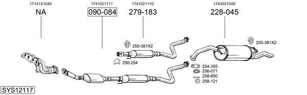 Sistema de gases de escape Toyota YARIS VERSO VAN