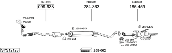 Sistema de gases de escape Vauxhall ASTRA Mk IV Hatchback
