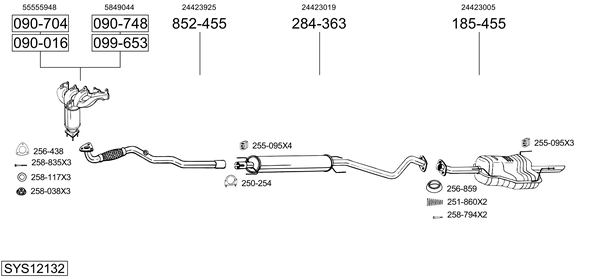 Sistema de gases de escape Vauxhall ASTRA Mk IV Hatchback