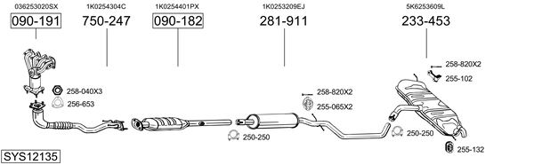Sistema de gases de escape Vw GOLF VI