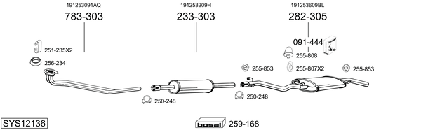Sistema de gases de escape Vw GOLF II