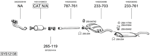 Sistema de gases de escape Vw GOLF III Variant