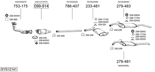 Sistema de gases de escape Vw PASSAT B3/B4