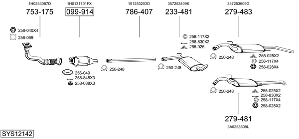 Sistema de gases de escape Vw PASSAT B3/B4 Variant