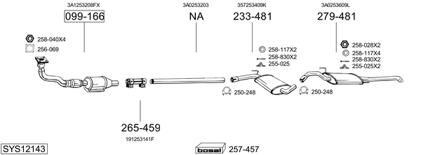 Sistema de gases de escape Vw PASSAT B3/B4