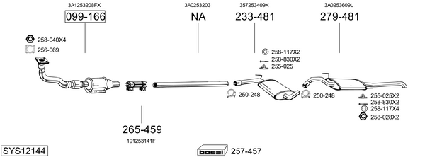 Sistema de gases de escape Vw PASSAT B3/B4 Variant