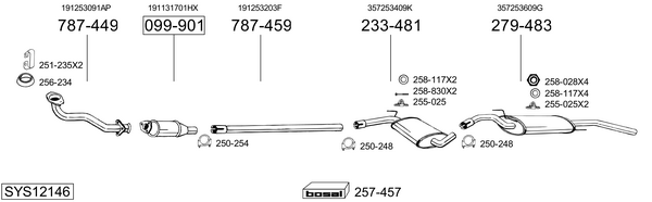 Sistema de gases de escape Vw PASSAT B3/B4 Variant