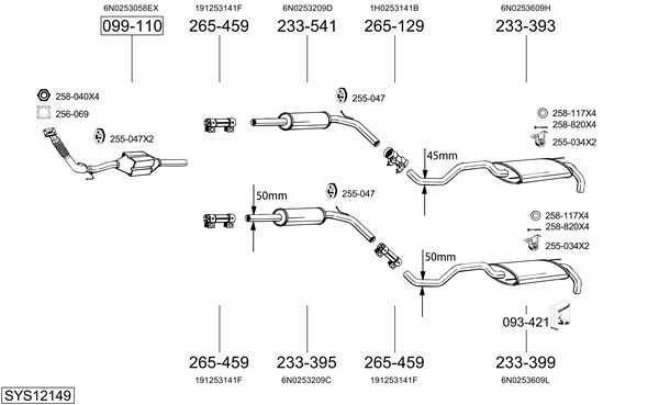 Sistema de gases de escape Vw POLO III