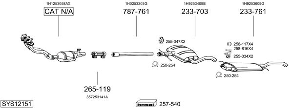 Sistema de gases de escape Vw GOLF III Variant