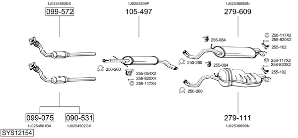 Sistema de gases de escape Vw GOLF IV