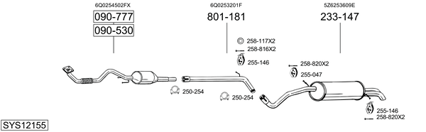 Sistema de gases de escape Vw FOX Hatchback