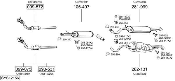Sistema de gases de escape Vw GOLF IV Variant