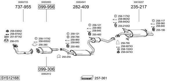 Sistema de gases de escape Volvo S40 I