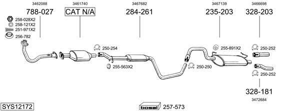 Sistema de gases de escape Volvo 440