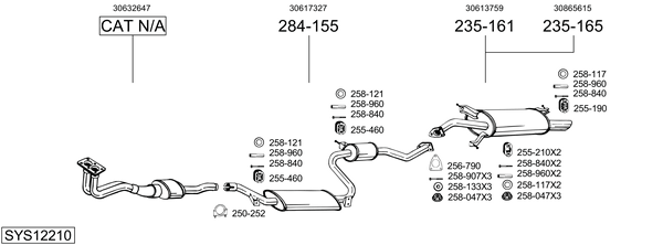 Sistema de gases de escape Volvo S40 I