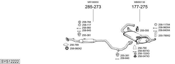 Sistema de gases de escape BOSAL SYS12222