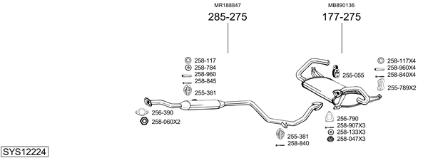 Sistema de gases de escape Mitsubishi COLT V