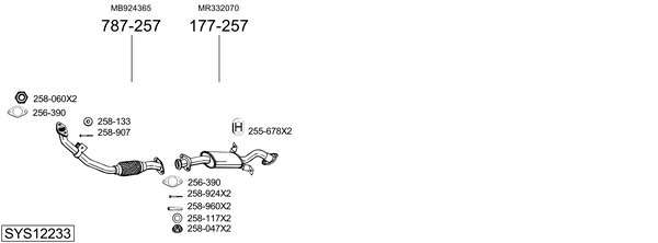 Sistema de gases de escape Mitsubishi PAJERO II
