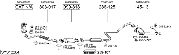 Sistema de gases de escape BOSAL SYS12264