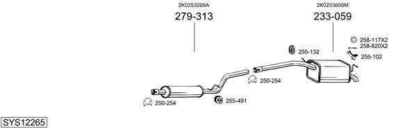 Sistema de gases de escape Vw CADDY III Box Body/MPV
